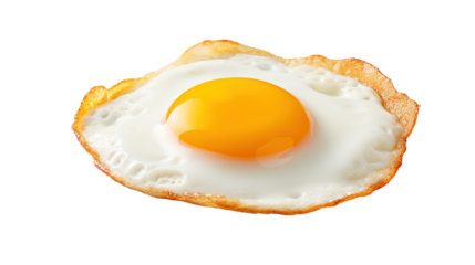 Fried egg isolated on transparent background, image with background removed, created with Generative Ai technology.