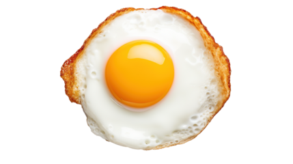 Fried egg isolated on transparent background, image with background removed, created with Generative Ai technology.