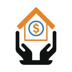 home, hand, money, dollar, house, care, house insurance icon