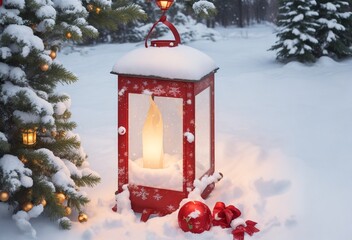 christmas candle in the snow