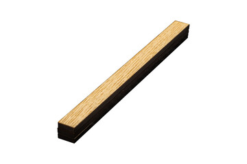 Stack of three small planks or plywood wooden details is isolated on transparent background.