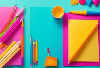 pencils and notebook on white background