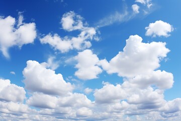 Naklejka na ściany i meble Tranquil Horizon: A Captivating Canvas of Boundless Blue Sky and Wispy Clouds
