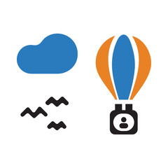 man, air balloon, cloud, air balloon adventure icon