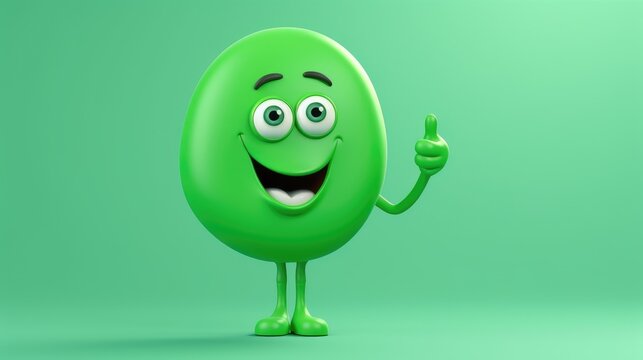 Un sympathique personnage, simple et adorable avec le pouce lev&eacute;, arri&egrave;re plan vert