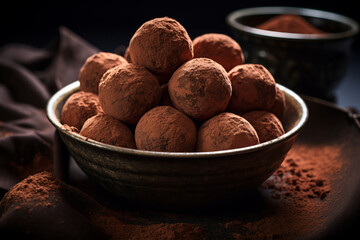 Tasty sweet chocolate truffles. ai generative