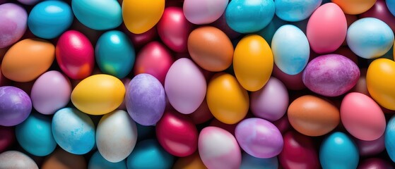 Obraz premium close up of colorful eggs , large background 