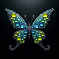 butterfly with precious stones on a dark background. ai generative