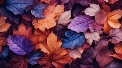 Multicolored autumn leaves background.Generative AI