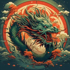 An illustration symbolizing the year of the Dragon, AI generator