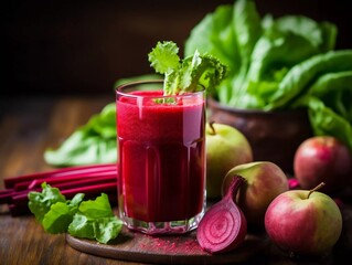 Beetroot, apple and celery juice, AI generator