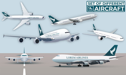 Collection of Different types of Modern Airplane Illustration