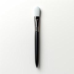 A black and white makeup brush on a white surface. Realistic clipart on white background