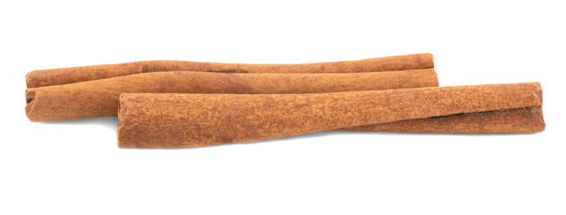 Two cinnamon sticks isolated on white background with shadow