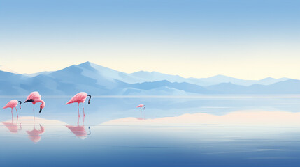 Flamingos at Blue Hour in Bolivia