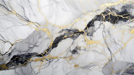 Marble granite white with gold texture. natural smooth tile. Background wall surface gold black pattern.  Generative AI