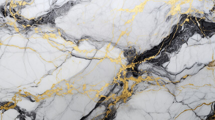 Marble granite white with gold texture. natural smooth tile. Background wall surface gold black pattern.  Generative AI