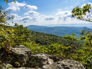 Panoramic view of the tree covered mountains from the North Mountain and Laurel Run Trail, West...