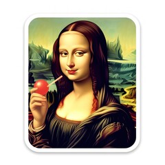 Mona Lisa Portrait in a Pop Art Style. Mona Lisa. Sticker. Logotype.