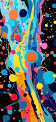 Fototapeta premium Expressive abstract painting with bold blue and yellow colors creating a vibrant visual rhythm