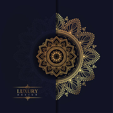Luxury Golden Geometric Ornamental Mandala Background Vector Design. Decorative mandala for tattoo, Mehendi, Islamic, Ornament, Art, henna, Indian, Asian, print, poster, cover, brochure, flyer, banner
