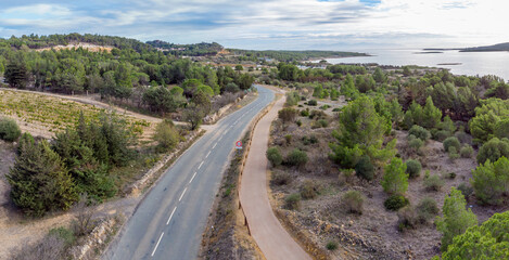 Panorama de la nouvelle piste cyclable entre Leucate et la franqui (11370) , Aude , France