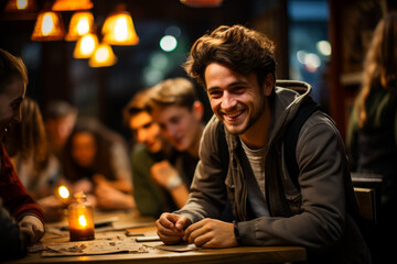 Silent Contemplation: A Man Sitting at a Table with a Candle in Front of Him