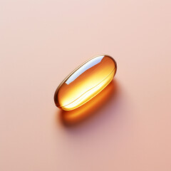 Fish oil capsule on a simple background with shadow. Omega 3