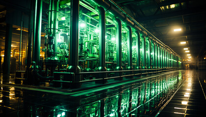 A Maze of Green Pipes in a Vast, Enigmatic Space