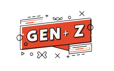  Modern GENZ Graphic Emblem for Trendy Apparel Design, Contemporary Vector Illustration for Youth Culture Merchandise, Bold Typographic T-Shirt Print, Social Generation Z Banner with Geometric Accents