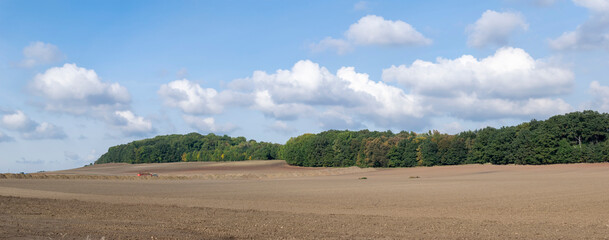 landscape of agricultural fields on a clear autumn day
