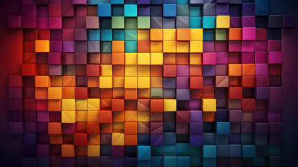Colorful geometric background from many colored squares
