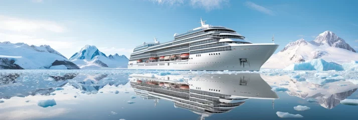 Foto op Plexiglas Luxury cruise ship sailing through mesmerizing northern seascape with glaciers and pristine waters © Ilja