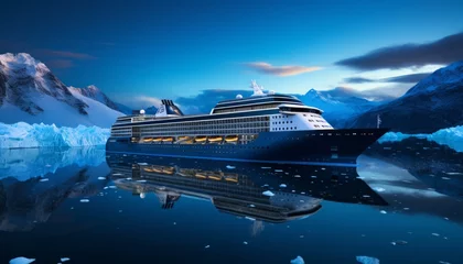 Foto op Plexiglas Majestic cruise ship sailing through stunning northern seascape with glaciers in canada © Ilja