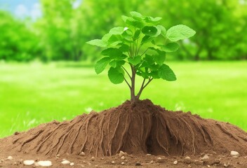 young green plant in soil