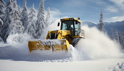 Efficient snow plow clearing roads, ensuring winter weather readiness through road maintenance