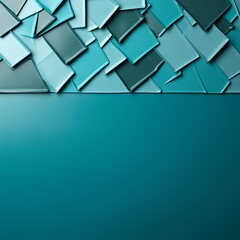 
abstraction with geometric shapes in shades of turquoise and red accents on some elements. Banner with copy space