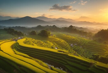 rice terraces in the morning
