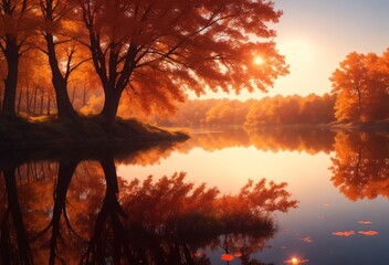 sunset over the river