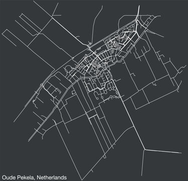 Detailed hand-drawn navigational urban street roads map of the Dutch city of OUDE PEKELA, NETHERLANDS with solid road lines and name tag on vintage background