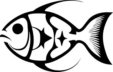 black graphic drawing stylized fish on a white background, logotype, design - obrazy, fototapety, plakaty