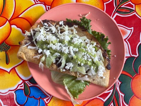 tasty fried tlayuda mexica traditional street food 
