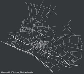 Detailed hand-drawn navigational urban street roads map of the Dutch city of HEESWIJK-DINTHER, NETHERLANDS with solid road lines and name tag on vintage background