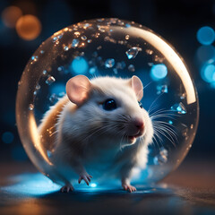 a cute hamster inside a crystalline bubble