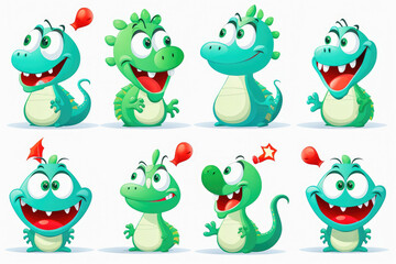 Obraz premium New year emoji of funny dragon. Cartoon style, New Year, Christmas.