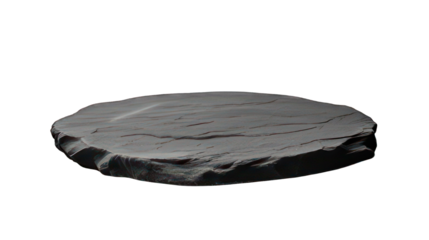 Black round stone plate isolated on white created with Generative AI