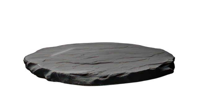 Black round stone plate isolated on white created with Generative AI