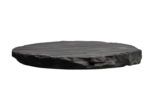 Black round stone plate isolated on white created with Generative AI