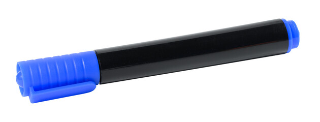 Blue felt-tip pen on white isolated background