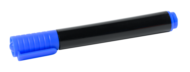 Blue felt-tip pen on white isolated background